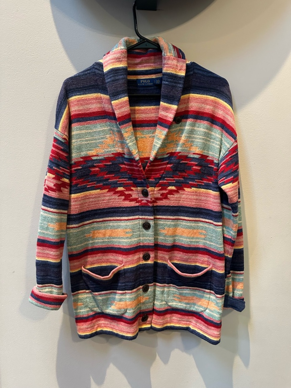 Polo Ralph Lauren Southwestern Aztec Shawl Collar Cardigan Size S